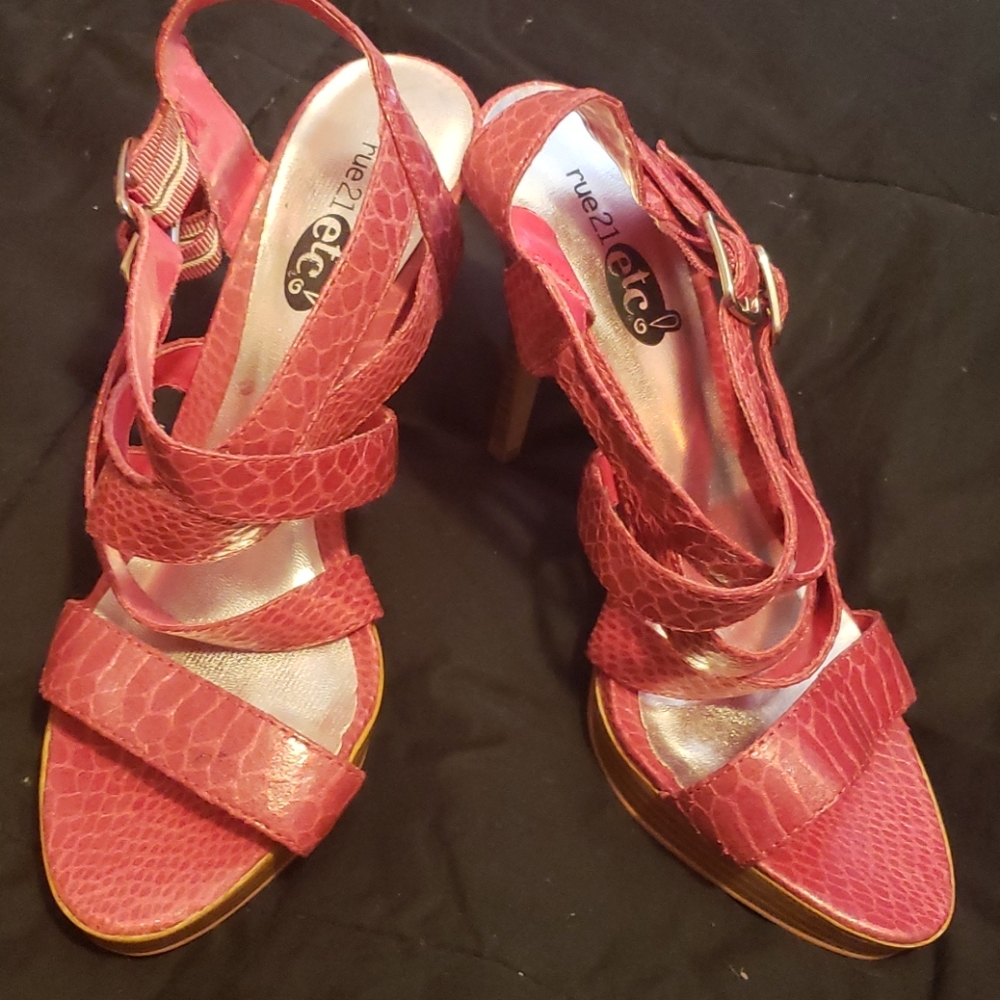 Pink Snake Print Heels